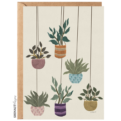 hanging plants in regular greeting card with kraft envelope