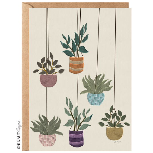 hanging plants in regular greeting card with kraft envelope