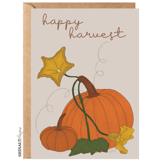 happy harvest greeting card front