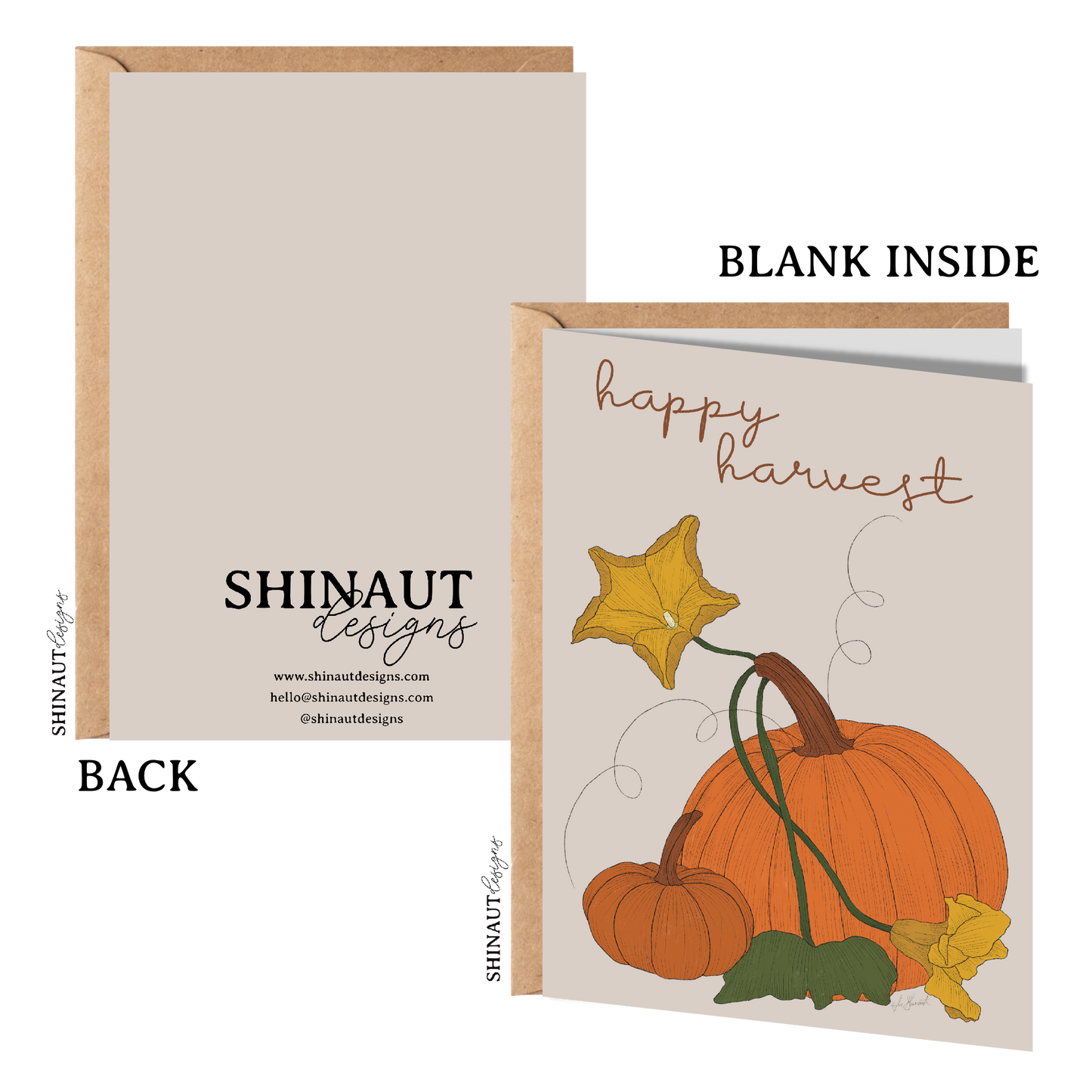 happy harvest greeting card front and back