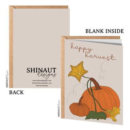 happy harvest greeting card front and back