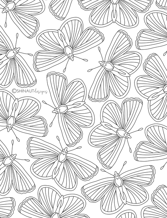 harvest butterfly pattern coloring page digital download