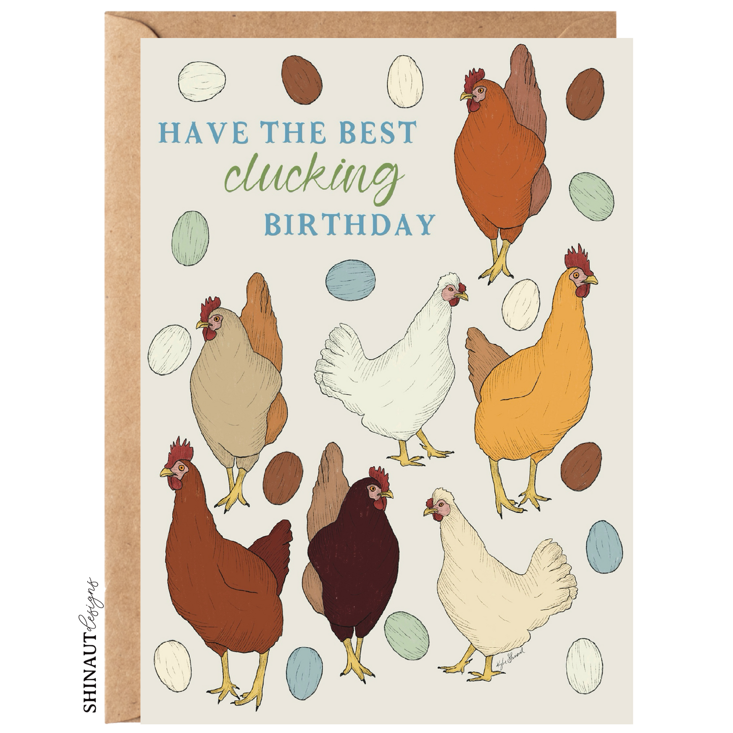 have the best clucking birthday chicken greeting card with kraft envelope