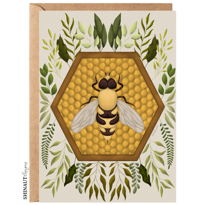 honey bee greeting card with kraft envelope