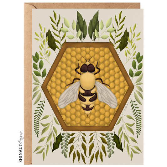 honey bee greeting card with kraft envelope