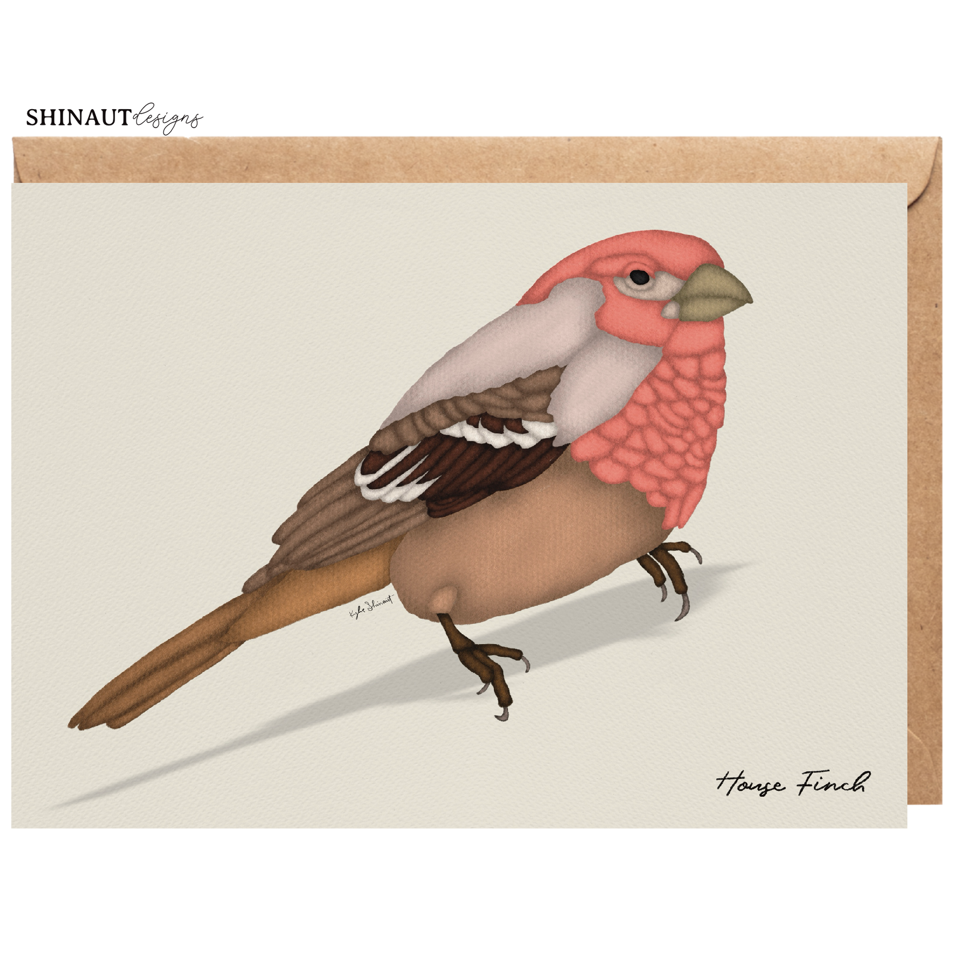 house finch greeting card with kraft envelope