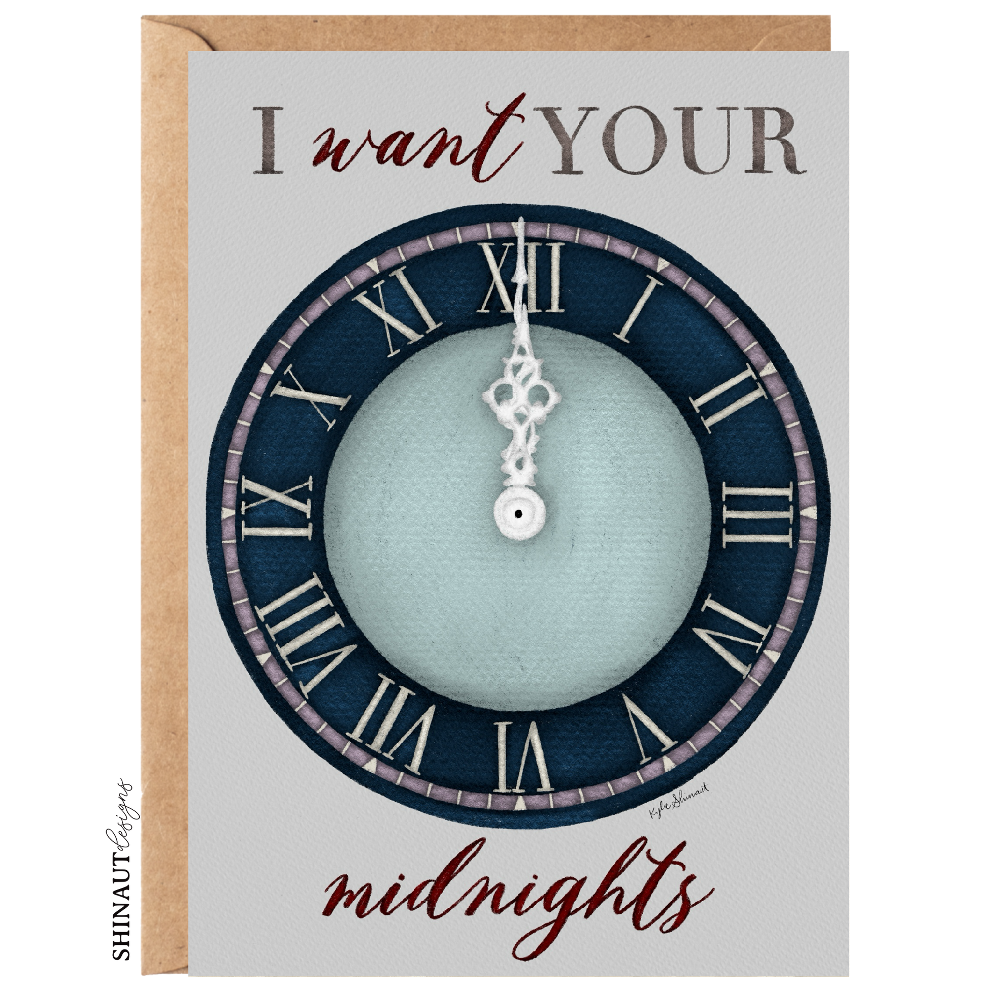 i want your midnights greeting card with kraft envelope