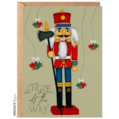 jingle all the way nutcracker greeting card with kraft envelope