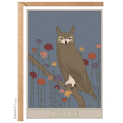  justice tarot greeting card with kraft envelope