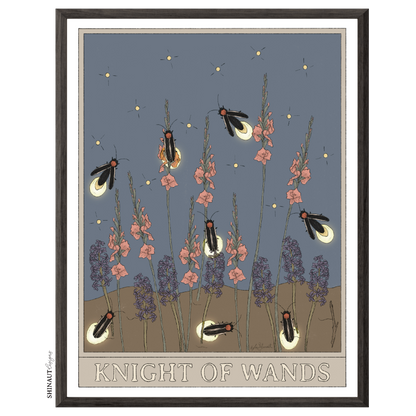 knight of wands tarot art print in black picture frame