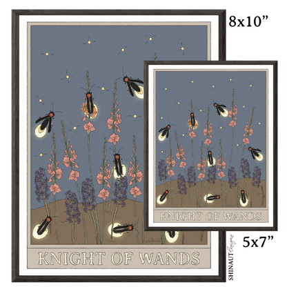 knight of wands tarot art print in black picture frames size comparison 