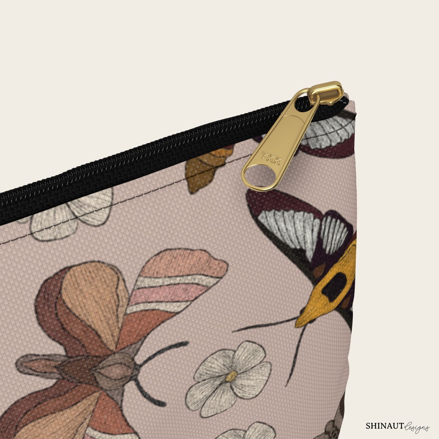 large garden moths pencil pouch zipper