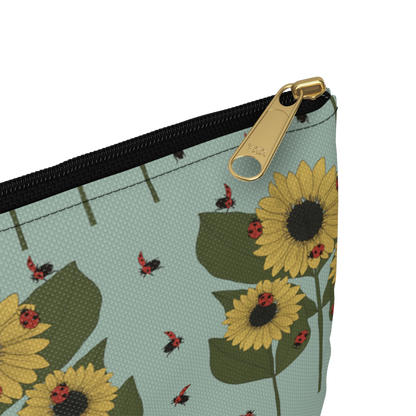 large sunflower plant pencil pouch close up