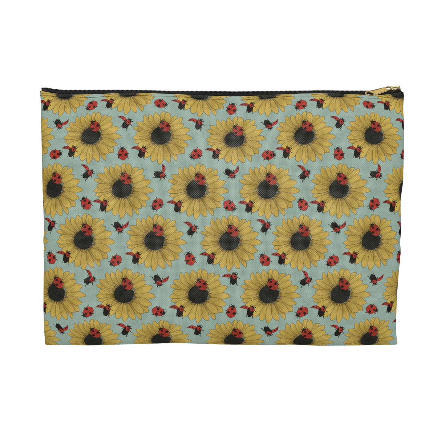 large sunflowers & ladybugs pencil pouch