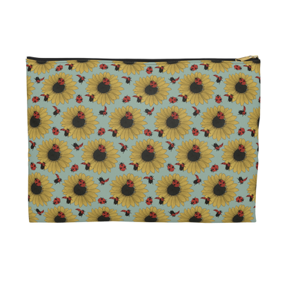 large sunflowers & ladybugs pencil pouch