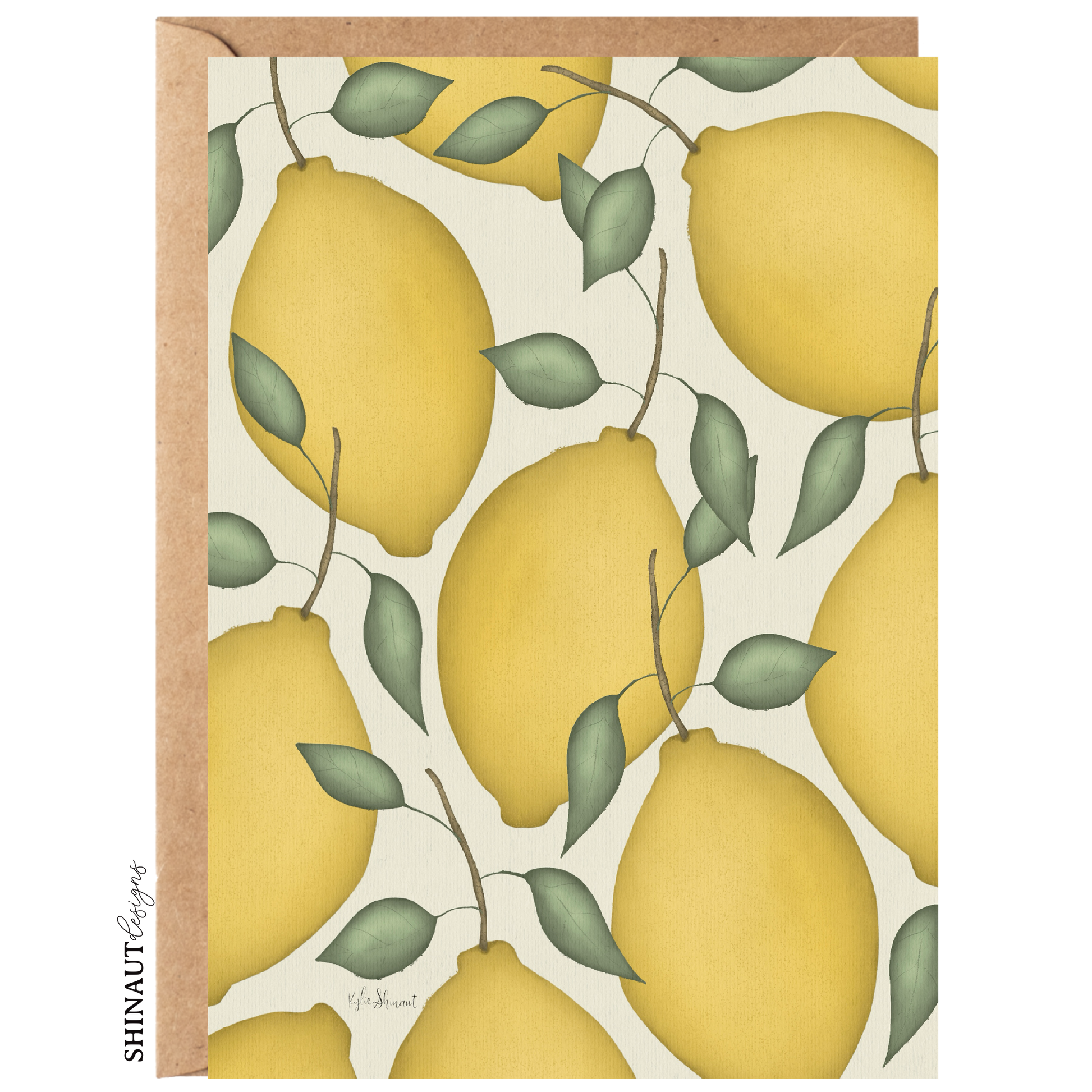 lemon bunch greeting card with kraft envelope