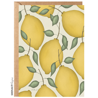 lemon bunch greeting card with kraft envelope