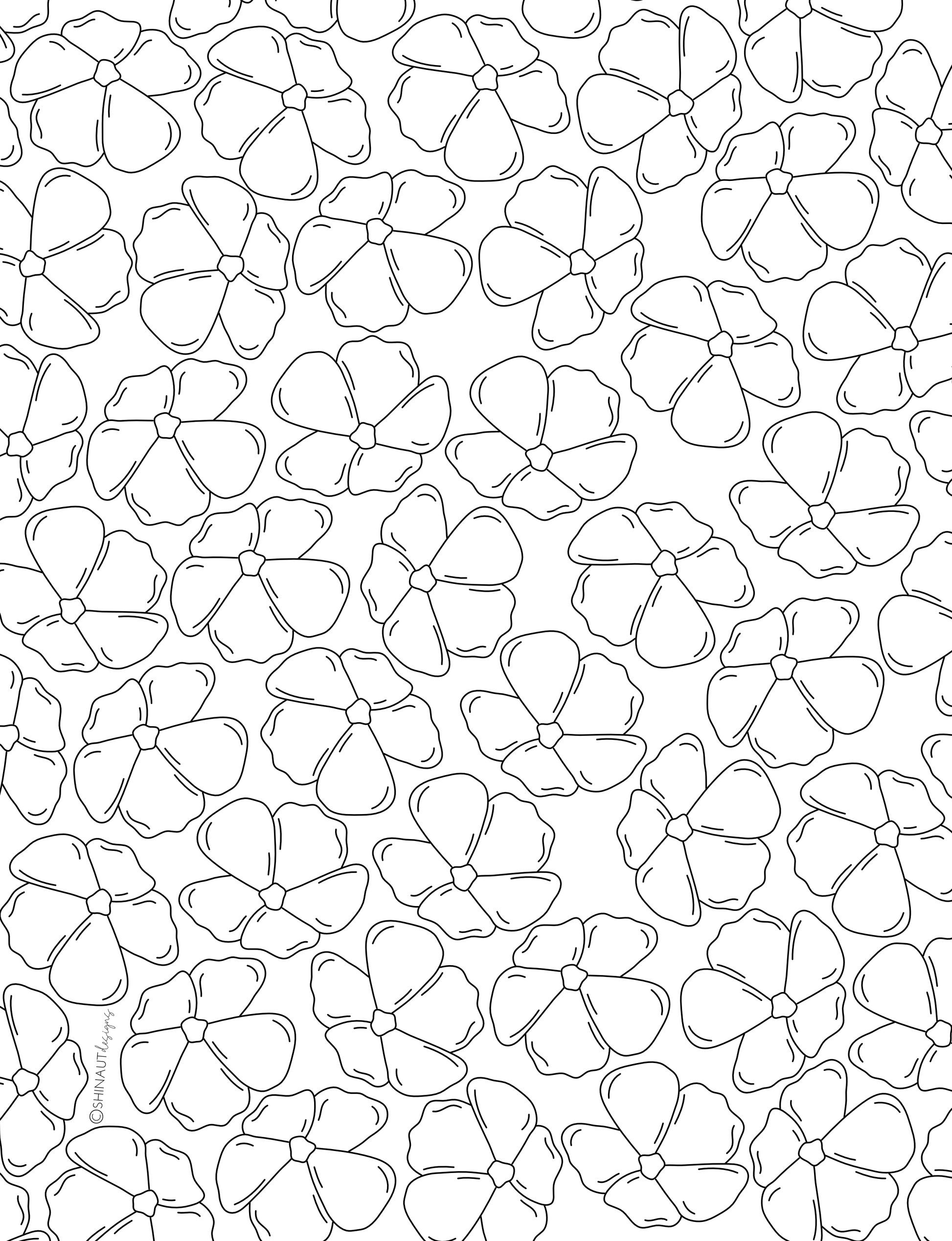 little flower pattern coloring page digital download