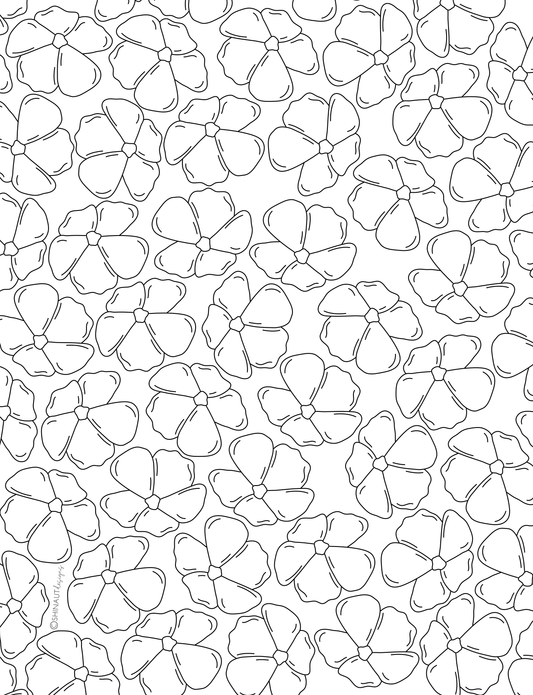 little flower pattern coloring page digital download