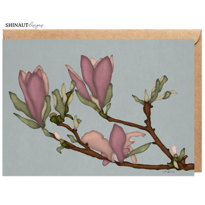 magnolia branch greeting card with kraft envelope