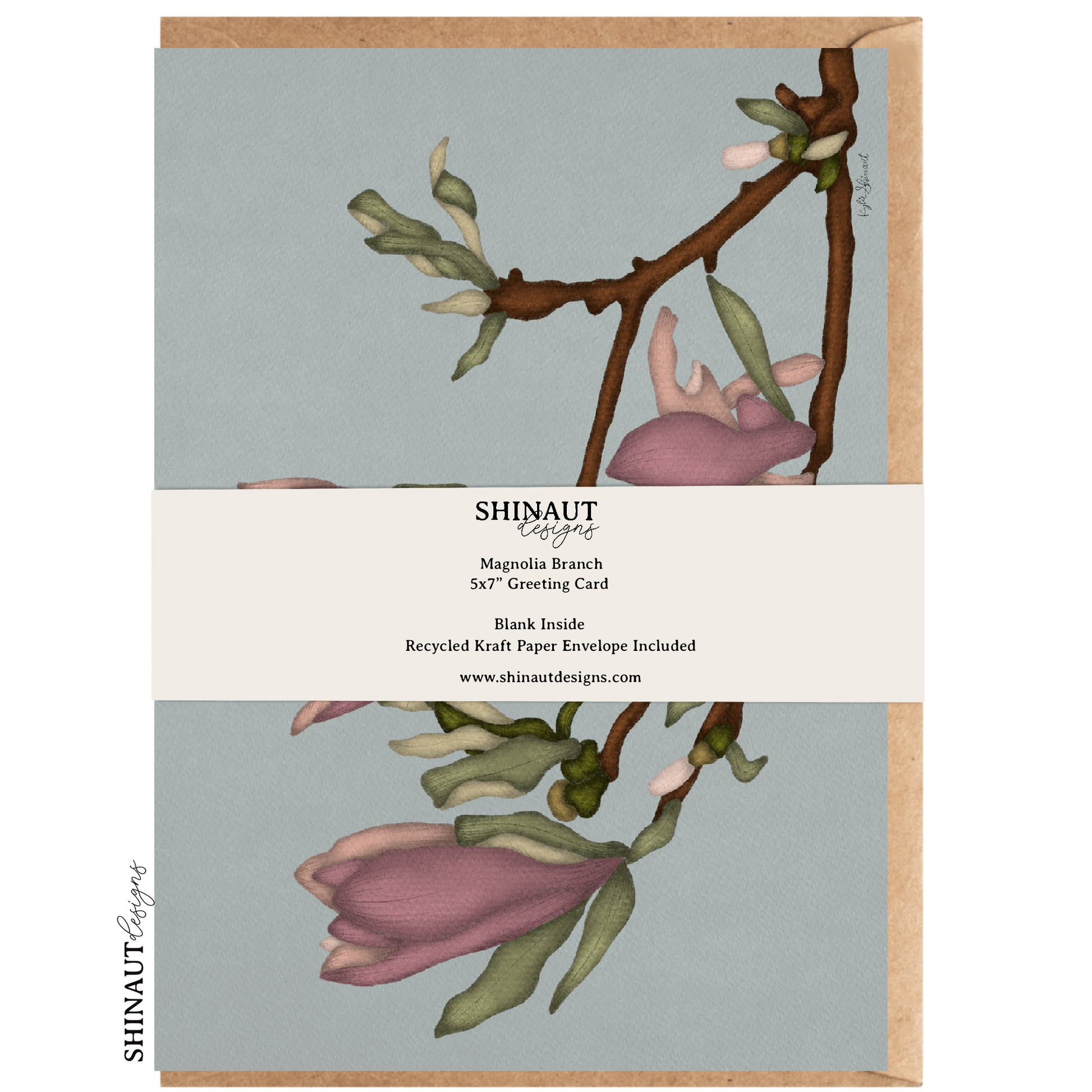 magnolia branch greeting card packaging