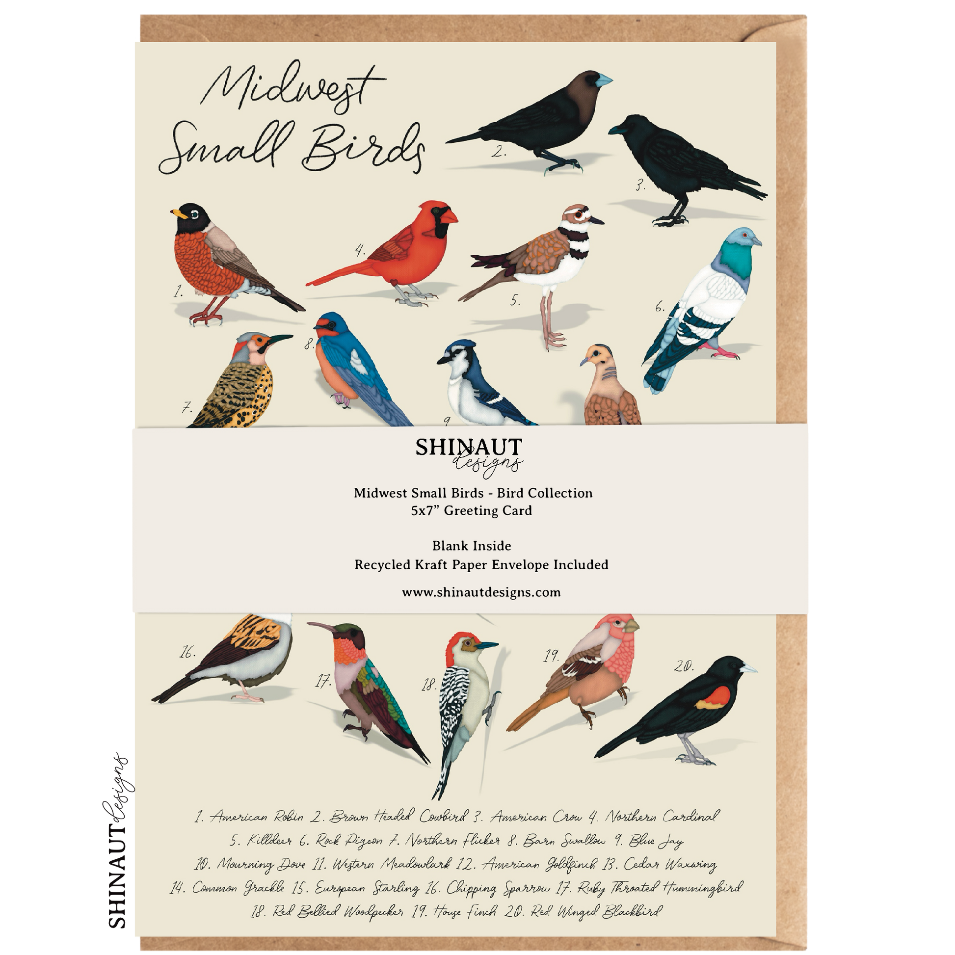 midwest small birds greeting card packaging