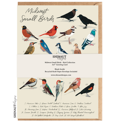midwest small birds greeting card packaging