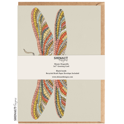 mosaic dragonfly greeting card packaging