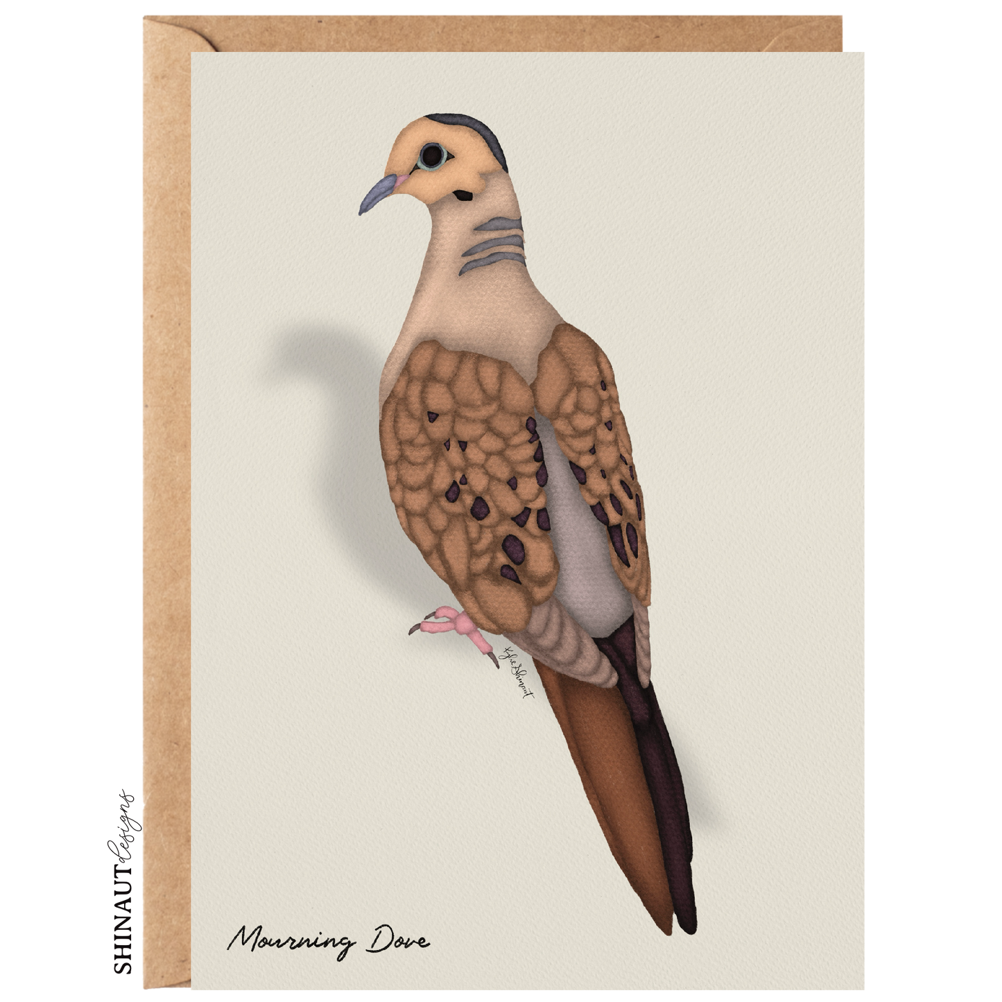 mourning dove greeting card with kraft envelope