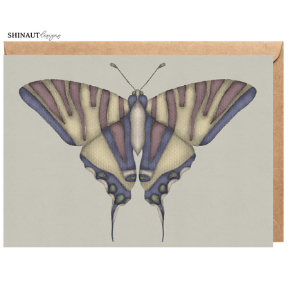 natural earth butterfly greeting card with kraft envelope