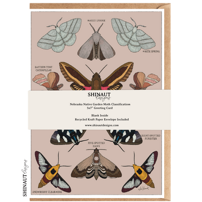 nebraska native moth greeting card packaging