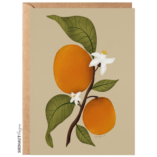 orange blossom greeting card with kraft envelope