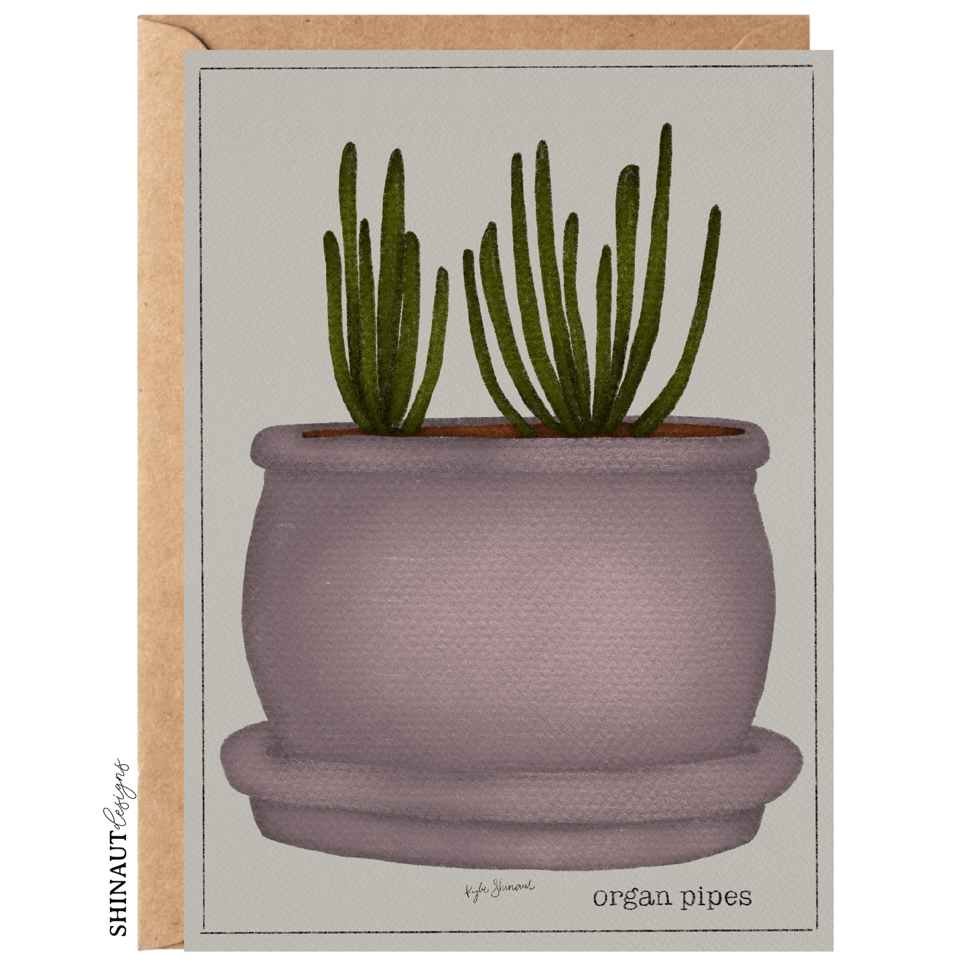 organ pipes greeting card with kraft envelope