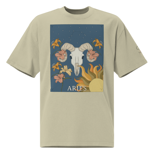 Aries Zodiac - Oversized faded t-shirt