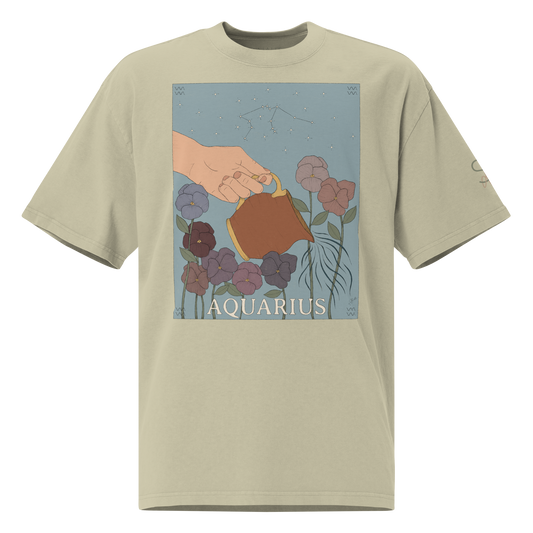 Aquarius Zodiac - Oversized faded t-shirt