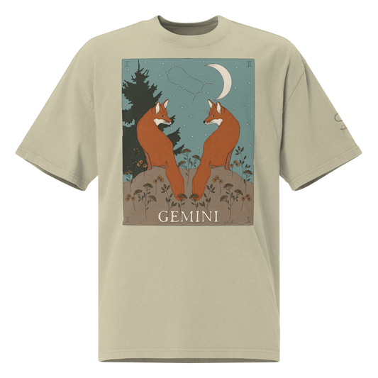 Gemini Zodiac - Oversized faded t-shirt