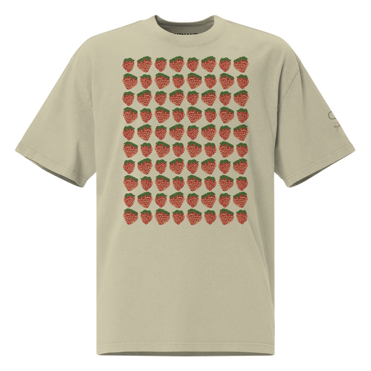 Strawberries in A Row Oversized faded t-shirt