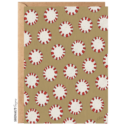 peppermint candies greeting card with kraft envelope