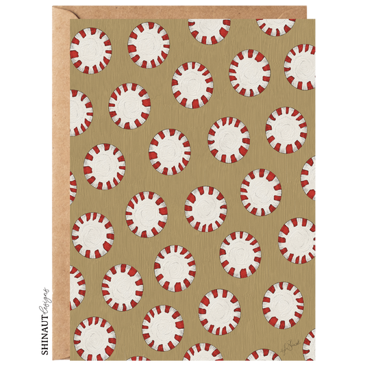 peppermint candies greeting card with kraft envelope