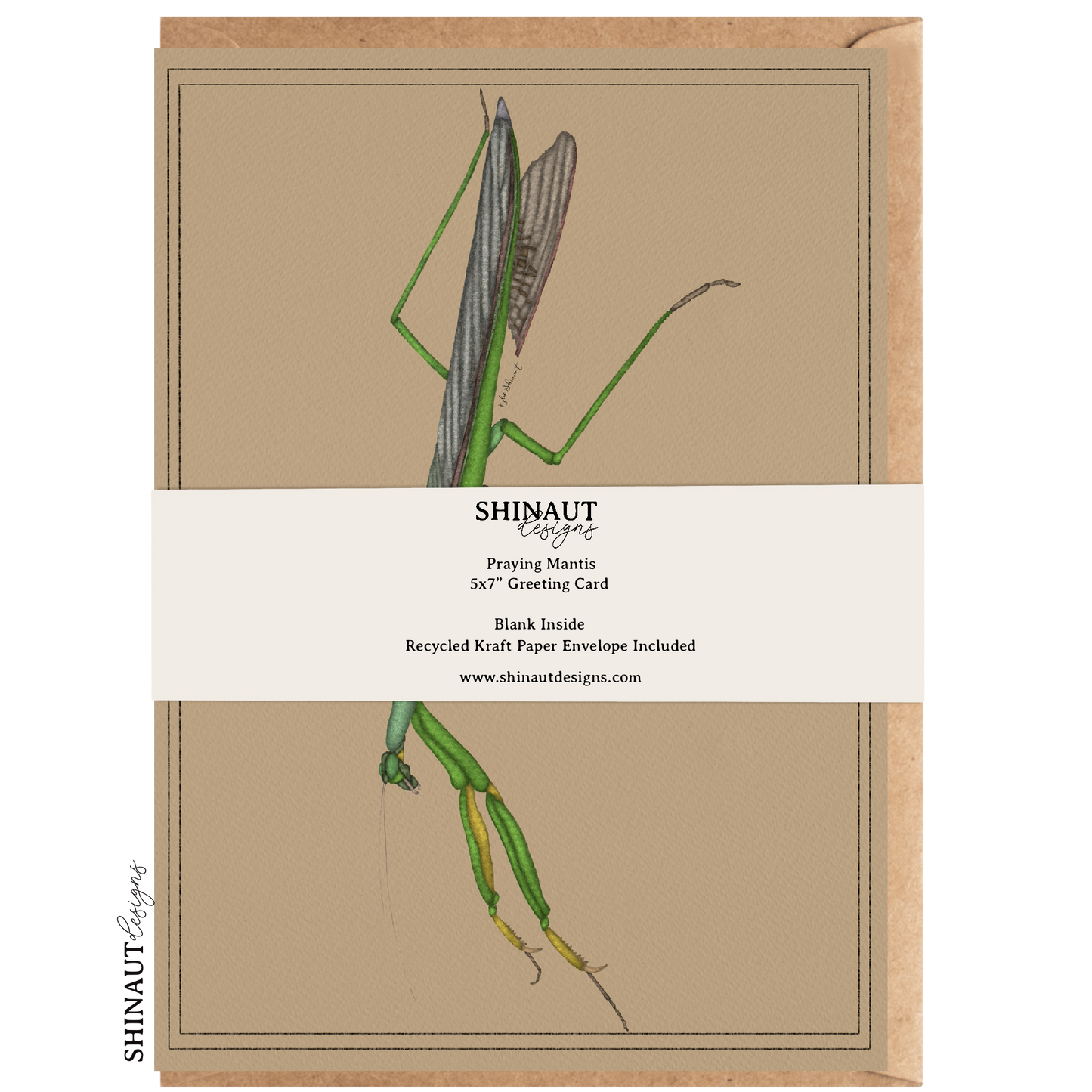 praying mantis greeting card packaging