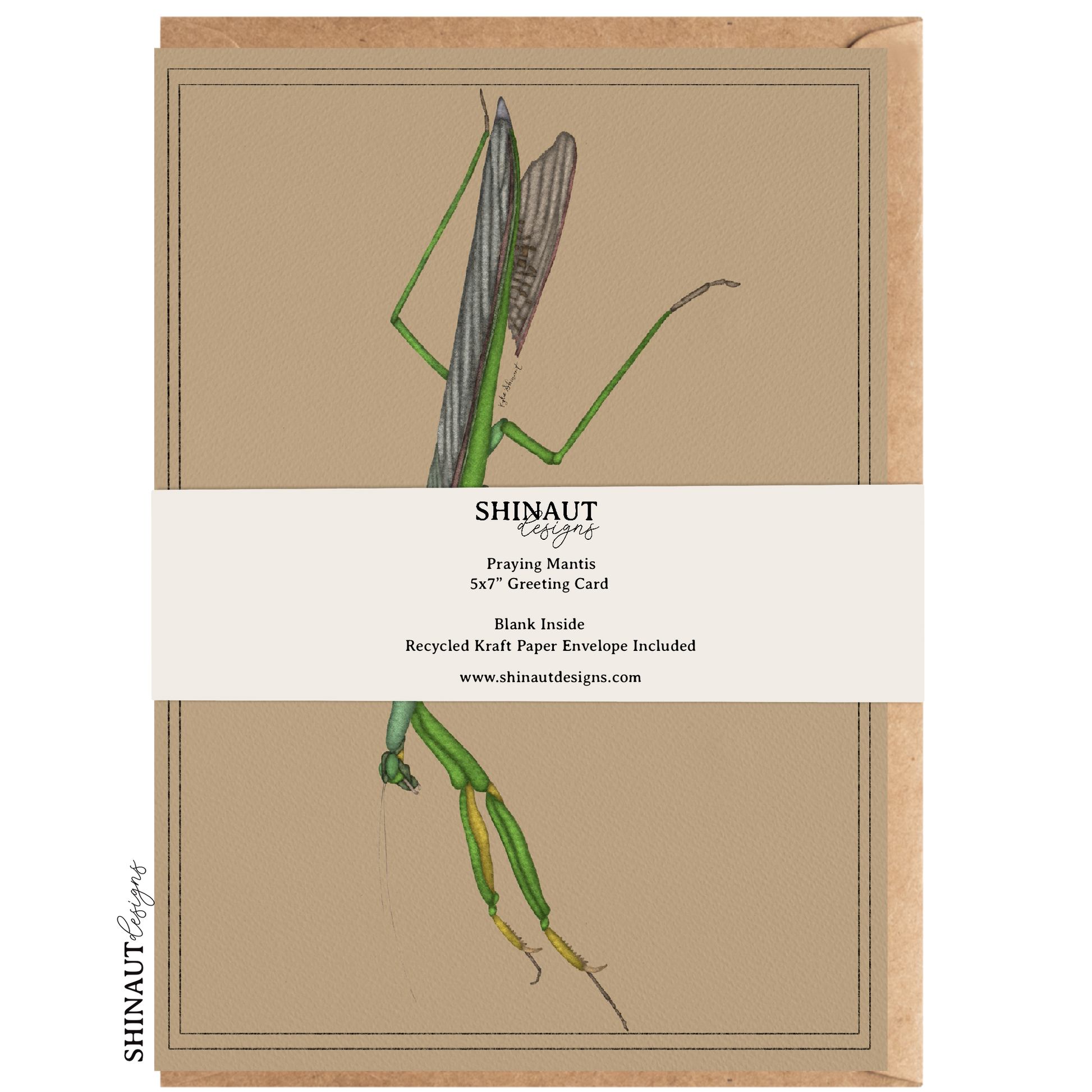 praying mantis greeting card packaging