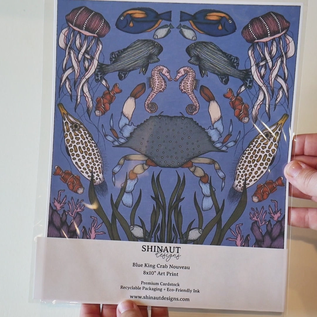 Blue King Crab Nouveau Art Print video