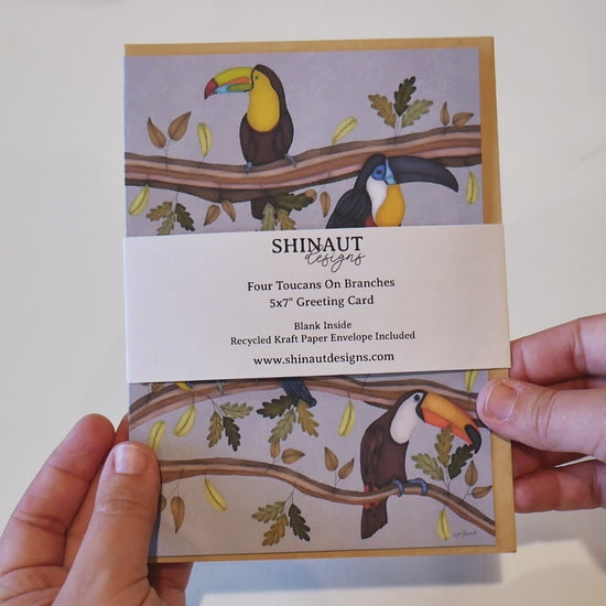 xFour Toucans on Branches Greeting Card  video