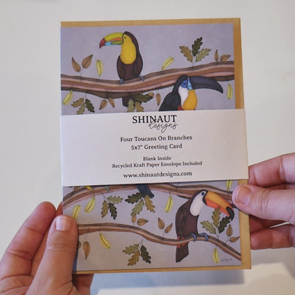 xFour Toucans on Branches Greeting Card  video