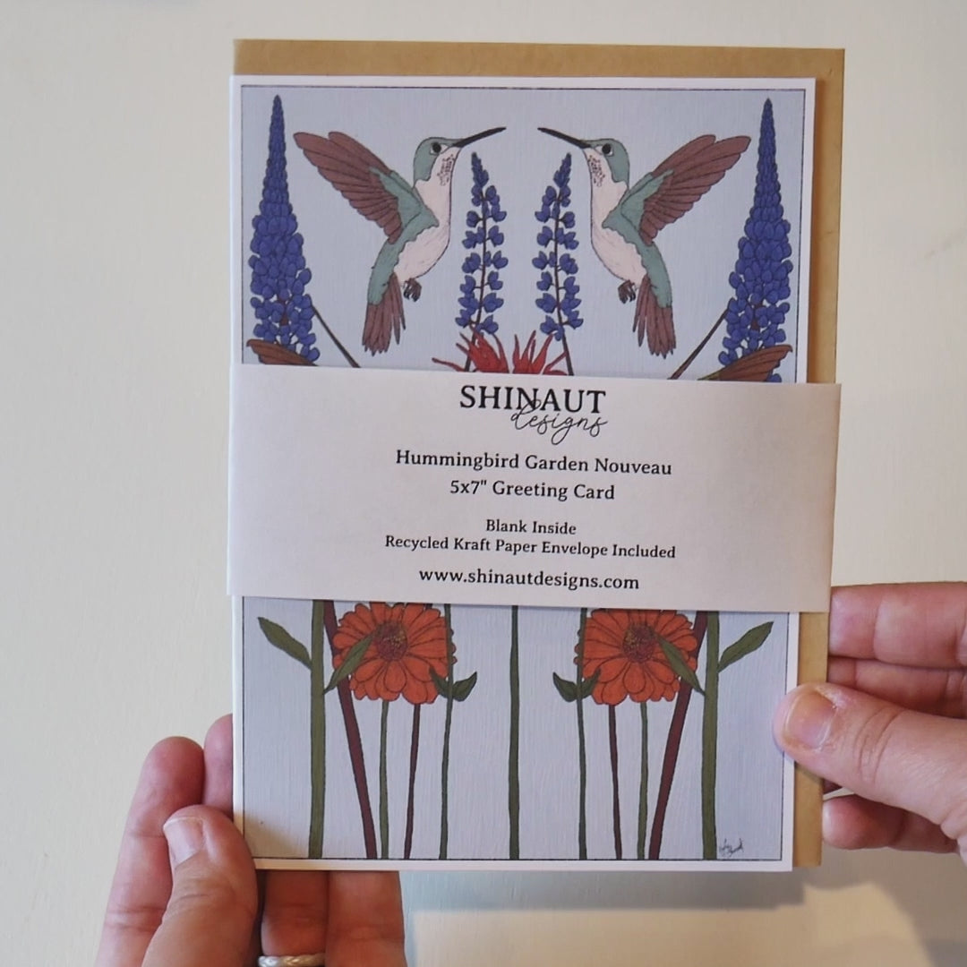 Hummingbird Garden Nouveau Greeting Card video