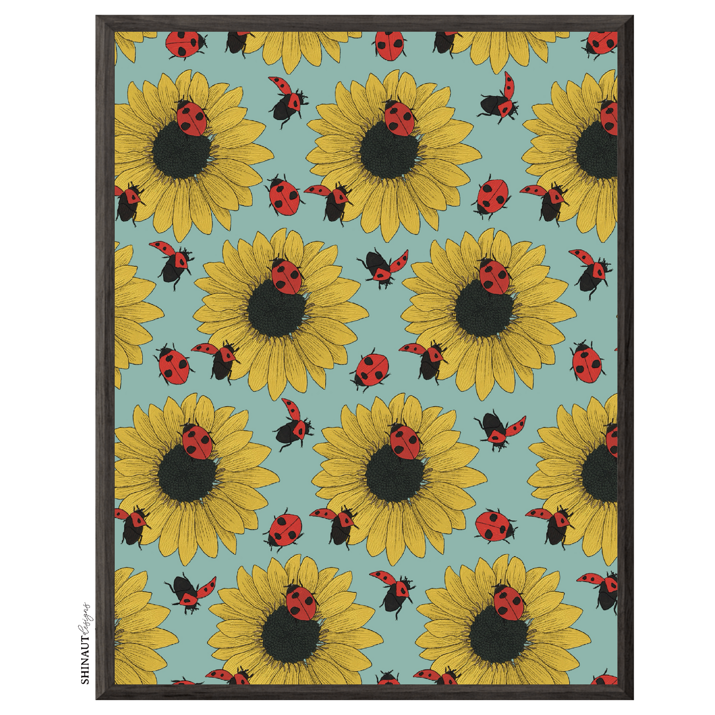 Sunflowers & Ladybugs Art Print