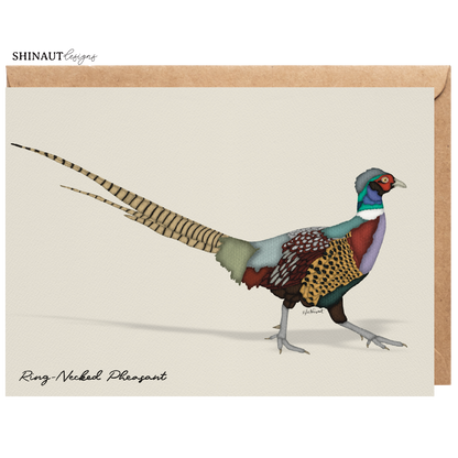 ring necked pheasant greeting card with kraft envelope