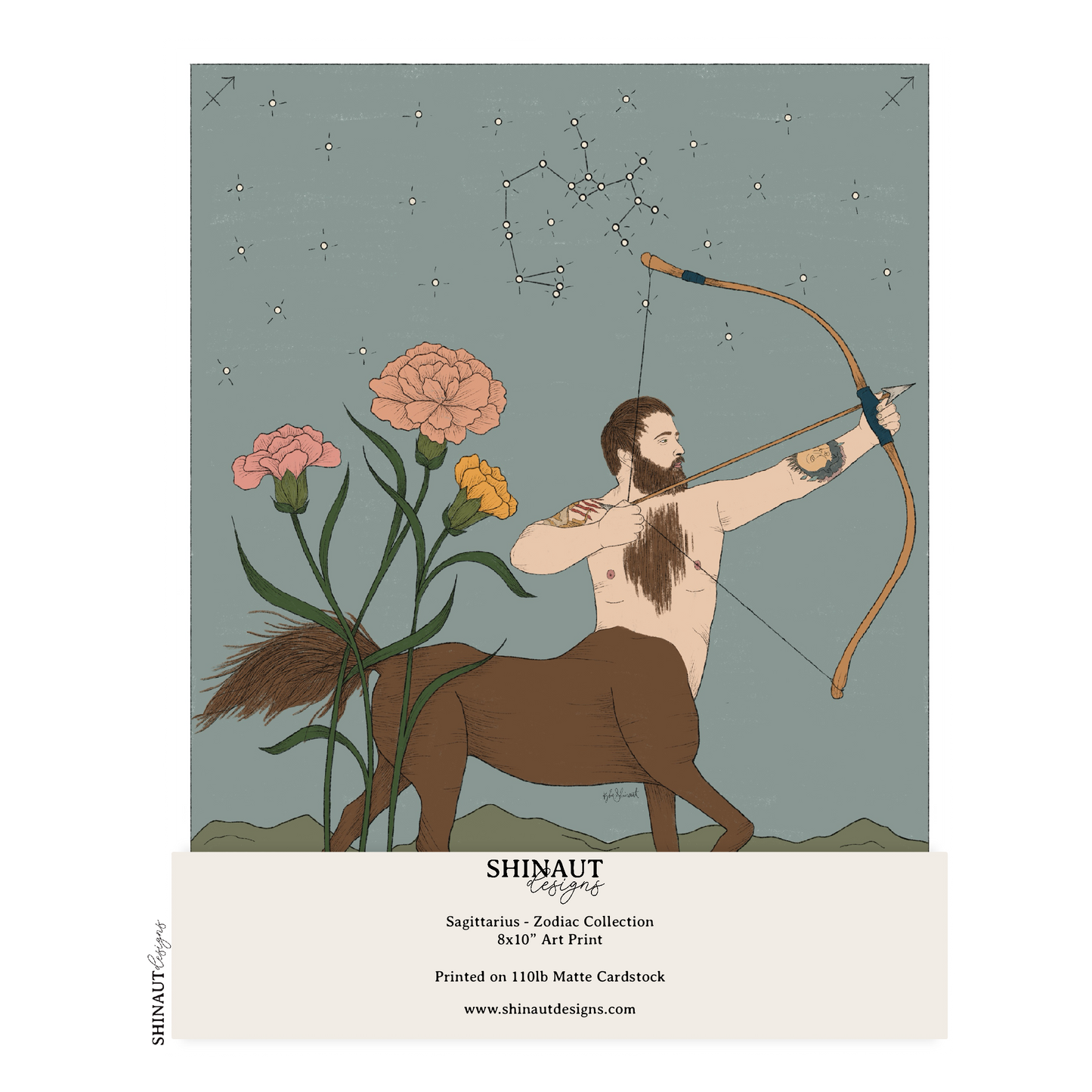 sagittarius zodiac art print packaging