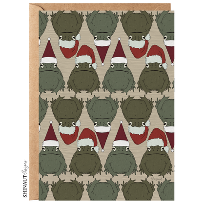 santa toads greeting card with kraft envelope