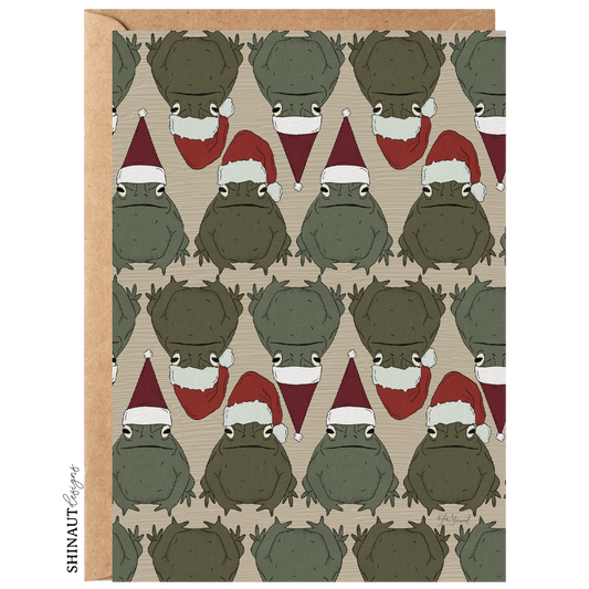 santa toads greeting card with kraft envelope